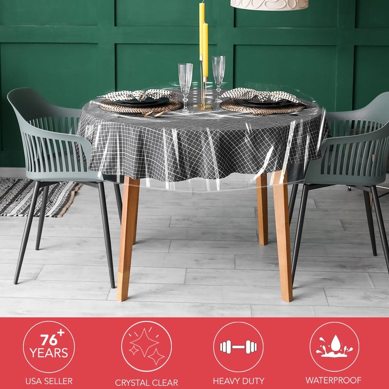 LAMINET Clear Plastic Tablecloth Protector Cover â€“ Heavy-Duty Deluxe Vinyl Table Cover â€“ 60" Round â€“ Crystal Clear, Easy Clean. - Image 2